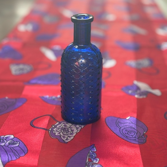 Other - Spectacular Miniature Quilted Blue Poison Antique Dark Cobalt VTG Poison Bottle